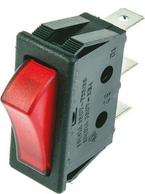 TRG22F2BBREN, Illuminated SPST, On-None-Off Rocker Switch Panel Mount