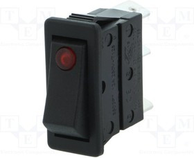 AE-C5503PTNAM, ROCKER; SPST; Pos: 2; ON-OFF; 16A/250VAC; black; neon lamp; 250V