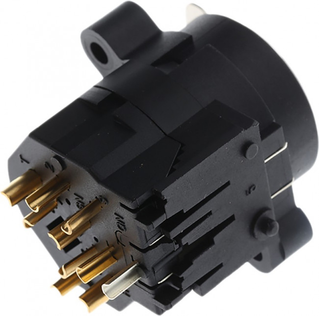 NCJ9FI-S, Panel Mount XLR Connector, Female to Female, 50 V, 6 Way, Gold over Nickel Plating