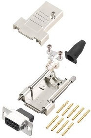 6355-0069-11, DE-9 DE-9 Socket D-Sub Connector Kit, Steel, Socket