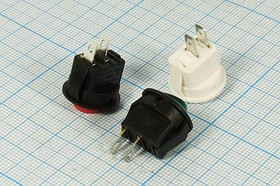 Выключатель клавишный, 2T, 3А, ON-OFF, d14,5, красный, SMRS101-2C; №1041 R ПКл\\ 3\ON-OFF\d14,5\чер\ кр\\2T\SMRS101-2C\