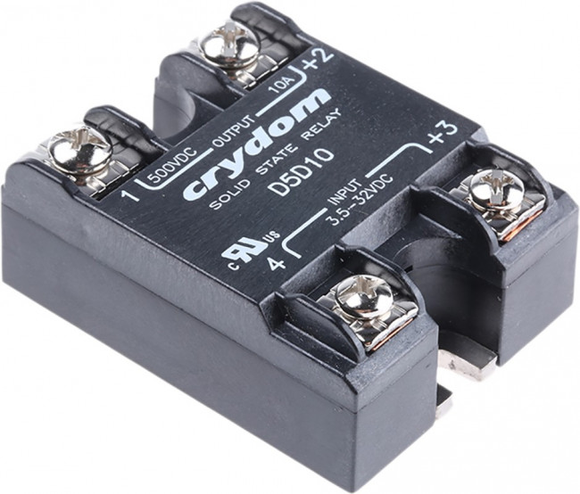 D5D10, Реле: полупроводниковое, Uупр: 3,5-32ВDC, 10А, 1-500ВDC, -40-100°C