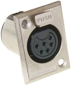 AC6AFPZ, Panel Mount XLR Connector, Female, 6 Way, Silver Plating