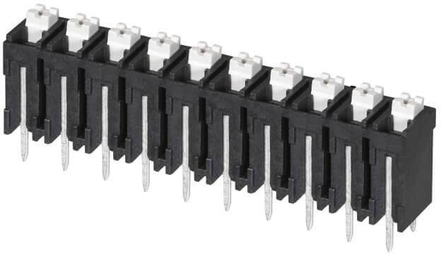 TBLH10V-500-10BK, Fixed Terminal Blocks Terminal block, screwless, High Temp, 5.00, Vertical, 10, Black w Gray Button