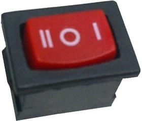 MRS-103A-C6-R, Переключатель ON-OFF-ON (6A 250VAC) SPDT 3P, красная клавиша