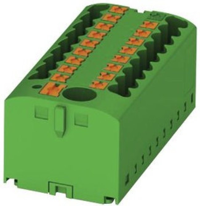 PTFIX 6/18X2,5 GN, Клеммная колодка с перегородкой в панель, 24 А, 500 В, 19 полюсов, 9, Вставной, 12 AWG PTFIX 6/18X2,5 GN, Клеммная колодка с перегородкой в панель, 24 А, 500 В, 19 полюсов, 9, Вставной, 12 AWG