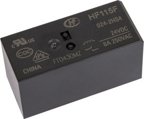 HF115F/024-2HS4 (RT444024) (9-1393243-9), Реле 2 замык. 24VDC, 8A/250VAC 2SPST-NO
