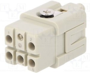 T2080052201-000, Разъем: HDC, "мама", HQ, PIN: 6, 5+PE, размер 1, без контактов, 16А