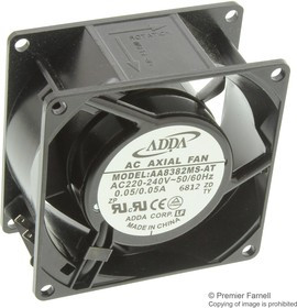 AA8382MS-AT, AXIAL FAN, 80MM, 230VAC, 25.1CFM, 26.2DB