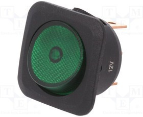 R13-203B-01-BG, ROCKER; SPST; Pos: 2; ON-OFF; 25A/12VDC; green; neon lamp; 50m?