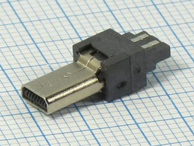 Разъем mini USB8P вилка, тип B, контакты 8C, монтаж на кабель без кожуха, mini USB8P