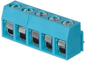 TB003V-500-P05BE, Fixed Terminal Blocks Terminal block, screw type, 5.00 , vertical, 5 poles, CUI Blue, Philip's head screw, PCB mount