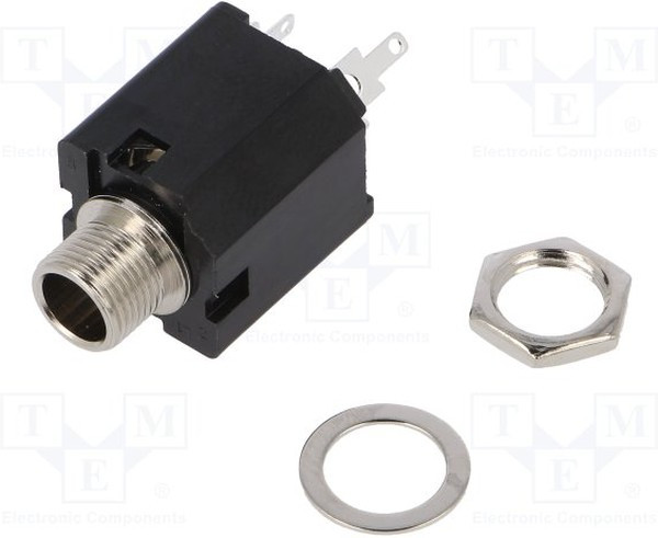 FM6703, Phone Audio Connector Jack, Straight, 6.35 mm, 3 Poles