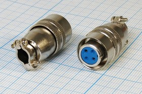 Разъем (быстроразъемный) XS12K2P-F розетка, контакты 2P, диаметр B12, монтаж на кабель, XS12K2P-F