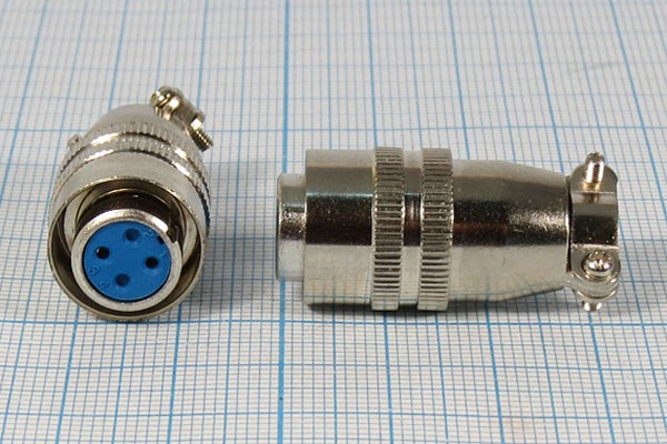 Разъем (быстроразъемный) XS12K2P-F розетка, контакты 2P, диаметр B12, монтаж на кабель, XS12K2P-F