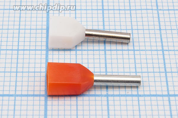 Наконечник кабельный 1,5x 8, 2, Sx2- 0,5, обжимной, белый, НШвИ(2); №9730 W клемма нак/каб 1,5x 8\2\Sx2- 0,5\обж\бел\НШвИ(2)\