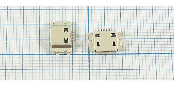Разъем micro USB, Тип B, Гнездо угловое реверсивное (reverse), 7 контактов; №12646 гн microUSB REV\B\7C4HP\ плат\угл\\micro B7SAD1 REV