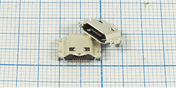 Разъем micro USB, Тип B, Гнездо угловое реверсивное (reverse), 7 контактов; №12646 гн microUSB REV\B\7C4HP\ плат\угл\\micro B7SAD1 REV