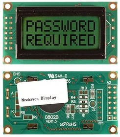 NHD-0208BZ-RN-YBW-33V, LCD Character Display Modules &amp; Accessories STN- Y/G Refl 58.0 x 32.0