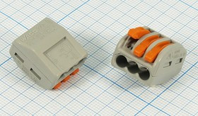 Клемма соединительная кабельная, 3C, 2,5-0,08x4мм2, 32А 400В, медь, WAGO
