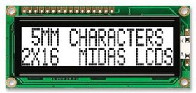 MC21605G6W-FPTLW-V2, MC21605G6W-FPTLW-V2 G Alphanumeric LCD Display White, 2 Rows by 16 Characters, Transflective MC21605G6W-FPTLW-V2, MC21605G6W-FPTLW-V2 G Alphanumeric LCD Display White, 2 Rows by 16 Characters, Transflective