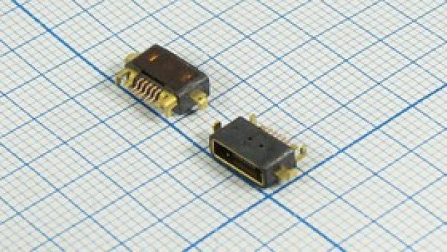 Разъем microUSB розетка, тип AB, контакты 5P4C, на плату, угловой, SMD, microUSB AB-5SAD Разъем microUSB розетка, тип AB, контакты 5P4C, на плату, угловой, SMD, microUSB AB-5SAD