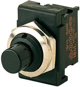 01843.1201-01, Кнопочный переключатель, 1840, 12 мм, SPDT, Momentary, Круглый, Черный