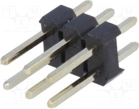 PLD-6 (DS1021-2x3S), Вилка штыревая 2.54мм 2x3pin прямая тип1