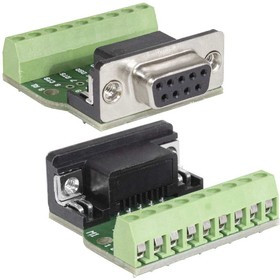 903-3B, Сигнальный модуль на плате с разъемом DRB-09FB (розетка) для RS-232 интерфейса, на винтовой клеммный блок, черный/зеленый
