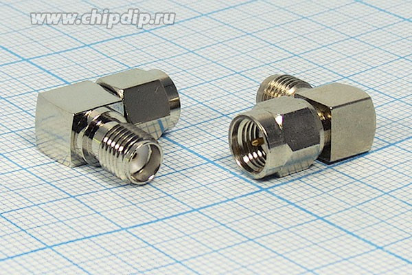 Переходник угловой штекер SMA - гнездо SMA; №1885 штек SMA-гн SMA\угл