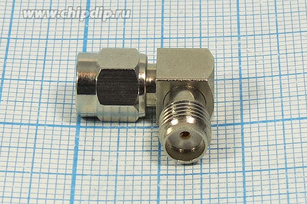 Переходник угловой штекер SMA - гнездо SMA; №1885 штек SMA-гн SMA\угл