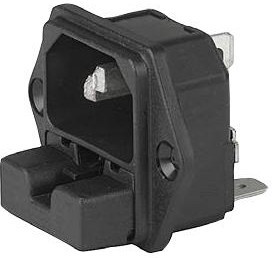 6220.2200, IEC C14 INLET, 10A, 250VAC, QC, PANEL