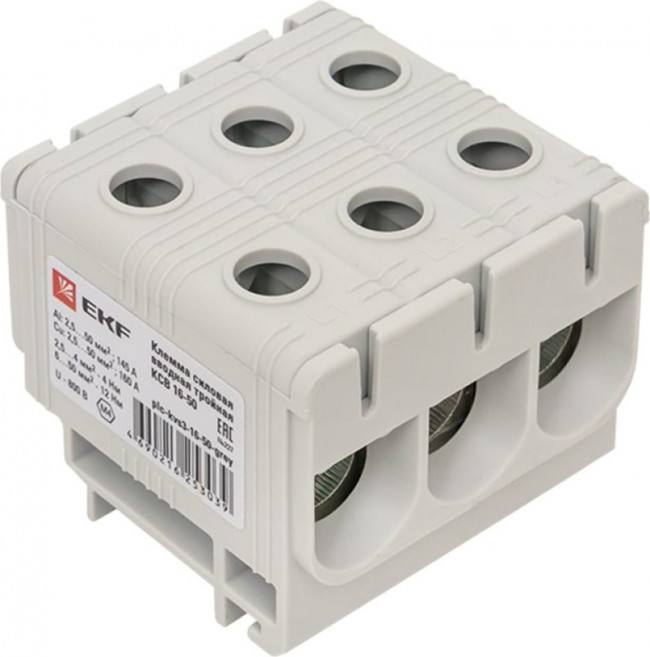Клемма силовая вводная тройная КСВ 16-50кв.мм сер. PROxima EKF plc-kvs3-16-50-grey