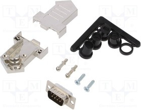 D45NT09-M-DBP-K, D-Sub; PIN: 9; plug; male; soldering; for cable; black