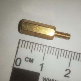 Стойка для печатных плат латунная М2,5 высота 12+6 мм (папа-мама)