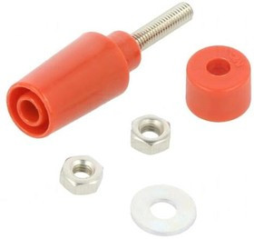 POM-73098-2, Гнездо, "банан" 4мм, 32А, красный, на панель, 45мм