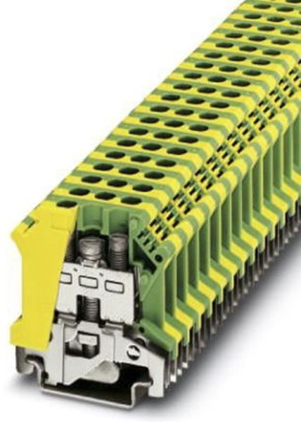 0442011, USLKG 10 Series Green, Yellow Feed Through Terminal Block, Single-Level, Screw Termination