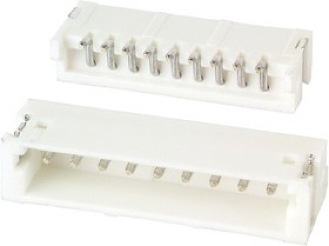 S9B-ZR-SM4A-TF (LF)(SN), ZH Series Right Angle Surface Mount PCB Header, 9 Contact(s), 1.5mm Pitch, 1 Row(s), Shrouded
