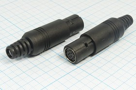 Разъем (miniDIN) MDC-0003.9P [S-VHS] розетка, контакты 9HP, монтаж на кабель, пластик хвост, MDC-0003.9P [S-VHS]