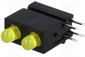 1801.7733, LED; в корпусе; желтый; 3мм; Кол-во диод: 2; 20мА; 60°; 1,2?4мкд