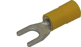 KLR/RNE-506 Наконечник вилочный изолированный с нейлоновой манжетой/Желтый (НУ=100шт)/6700506