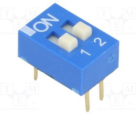 DS-02 (EDG102S), DIP-переключатель 2 полюсный, синий