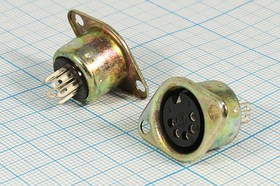 Гнездо DIN, 5HP[45]+1C, на панель, фланец 2отверстия, металл, СГ-5; №104 гн DIN\ 5HP[45]+1C\пан\флан 2отв\мет\СГ-5