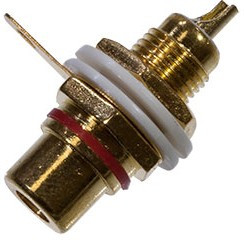 7-0235(1-291G RS-115G), гнездо RCA металл "позолоченное" с изолятором на корпус красное