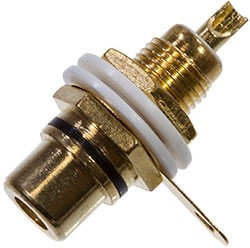 7-0235(1-291G RS-115G), гнездо RCA металл "позолоченное" с изолятором на корпус красное