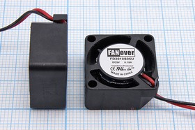 FD2010S05U, Вентилятор 5В, 20х20х10мм , подш. скольжения, 20000 об/мин; №ВН484S вент 20x20x10\ 5В\0,18А\2L\ПС\ FD2010S05U\Fanover