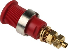 23.3020-22, Red Female Banana Socket, 4 mm Connector, Solder Termination, 32A, 1000V, Gold Plating
