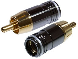 1-256G WHITE, штекер RCA металл на кабель, белый "позолоченный"