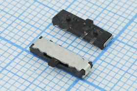 Переключатель движковый, 9.7x 2.6h1.5, контакты 4C, 0.3А, 4В, SPDT, SMD Переключатель движковый, 9.7x 2.6h1.5, контакты 4C, 0.3А, 4В, SPDT, SMD