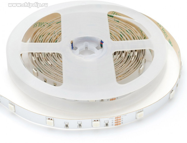 00-38 Светодиодная лента 12В, 7,2Вт/м, smd5050, 30д/м, IP20, подложка 10мм, 5м, RGB.